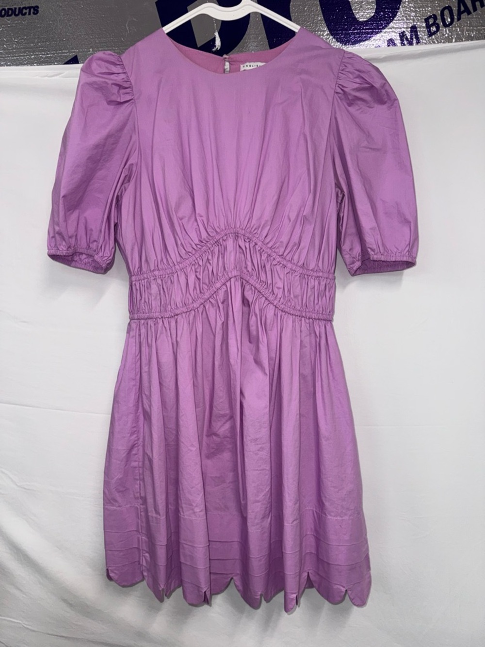 English Factory Lilac Scallop-Hem Puff Sleeve Mini Dress - Picture 16 of 16
